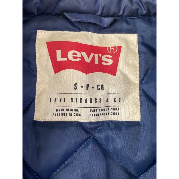 Levi's Relaxed Fit Lightweight‎ Padded Jacket Small Blue Snap Trucker Coat - Picture 6 of 10